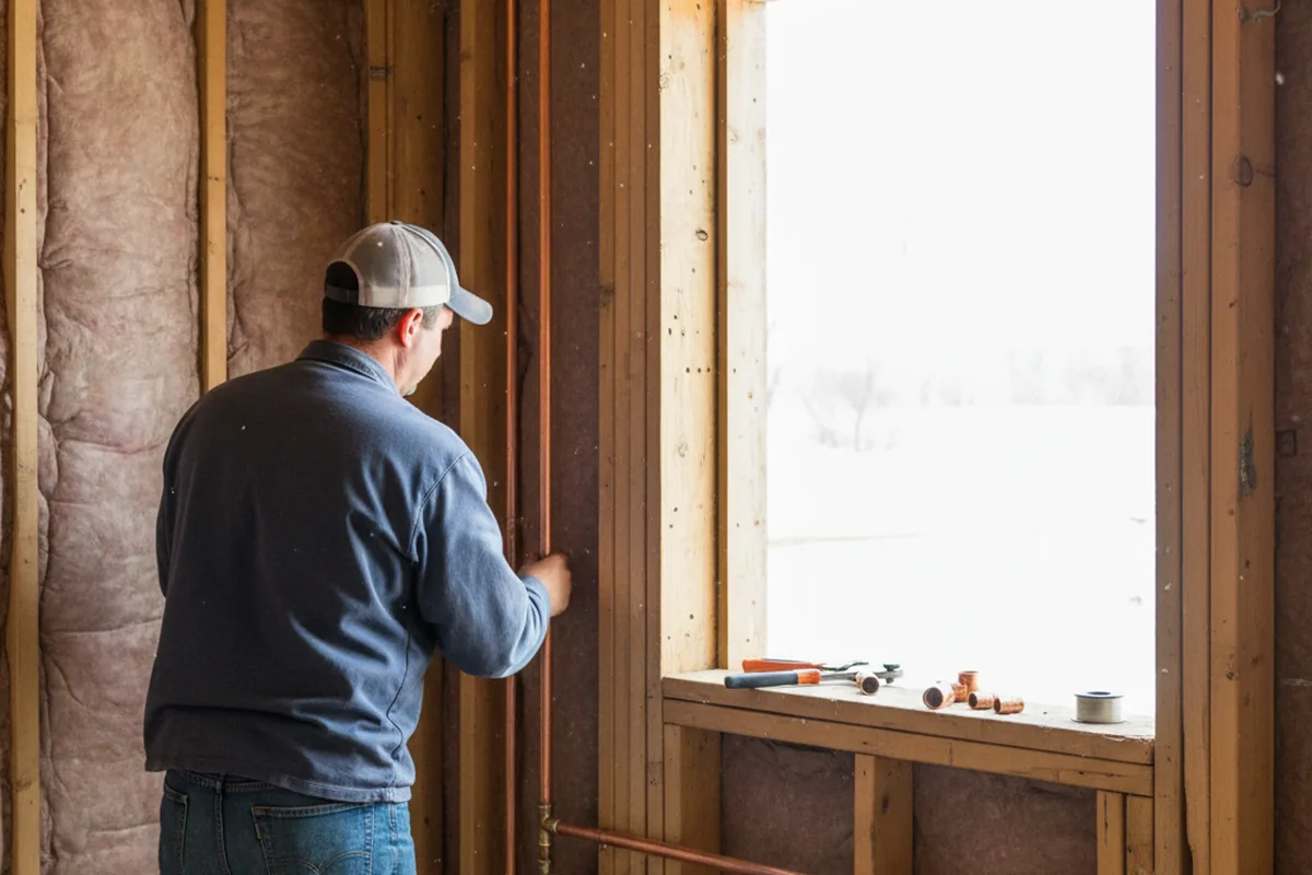 Licensed plumber running new copper supply lines in a Drift home