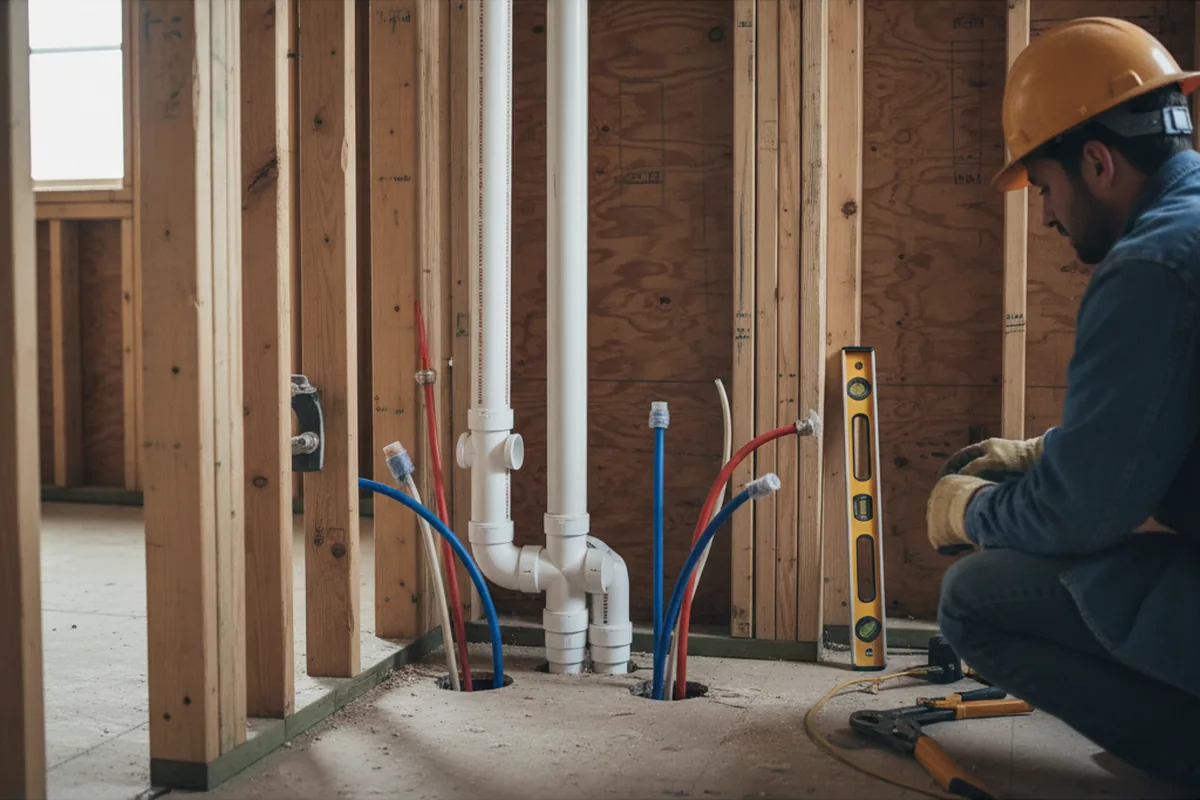 Drain and supply rough-in during Toilet Repair and Installation in Drift
