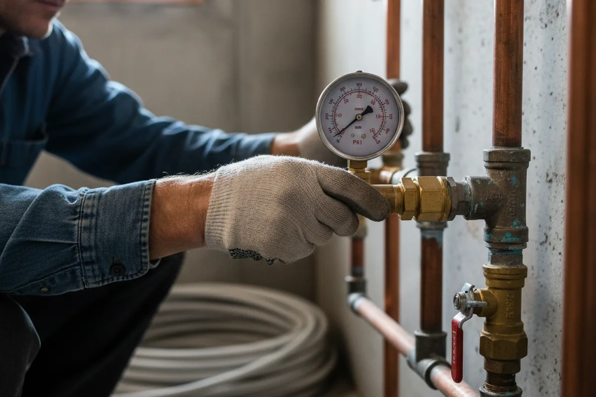 Pressure testing a repaired line during Water Line Repair in Drift